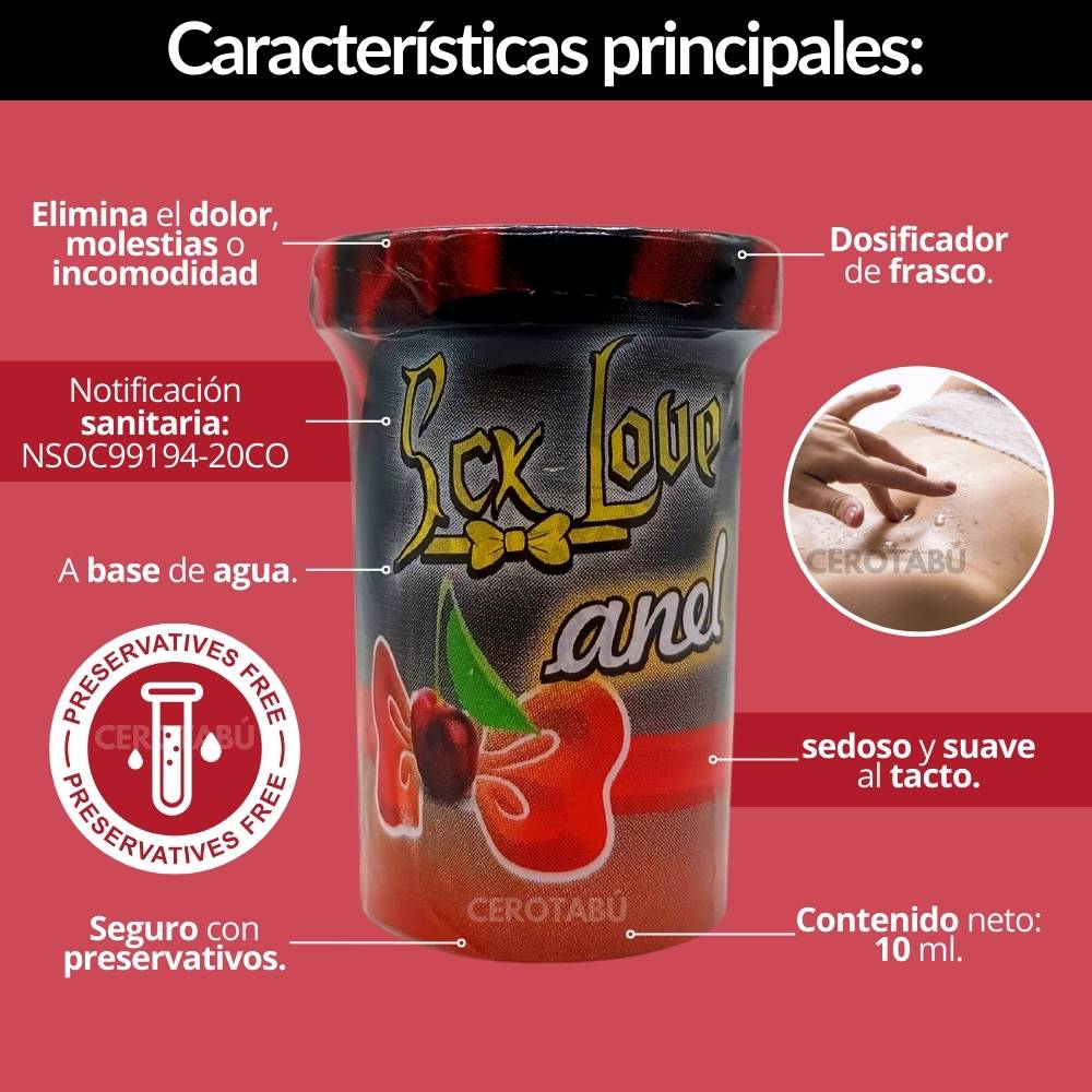 Lubricante Intimo Estimulador Anal Sex love x10 mL Cero Tabú