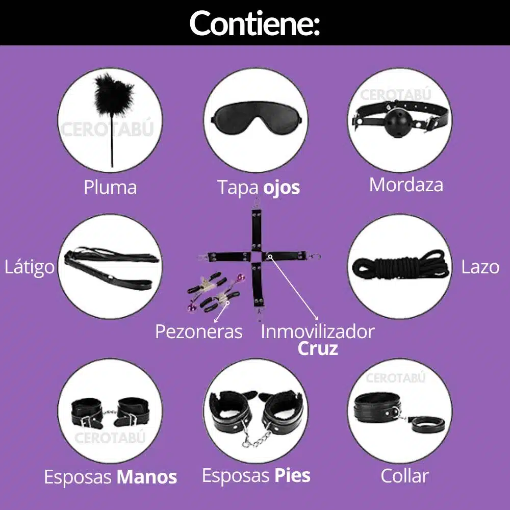 Kit Sado 10 Piezas Bdsm Juego Erótico - Imagen 3
