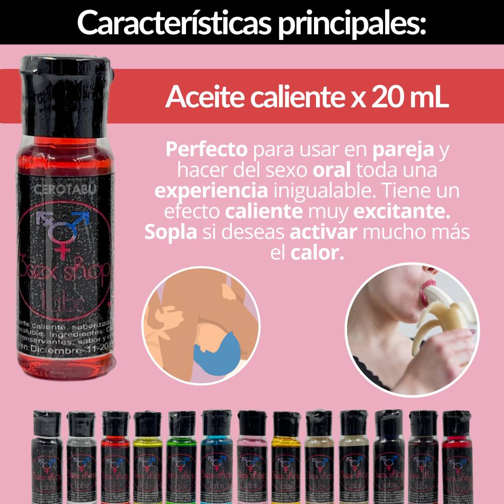 Aceite Caliente Saborizado Comestible x20 mL | Cero tabú