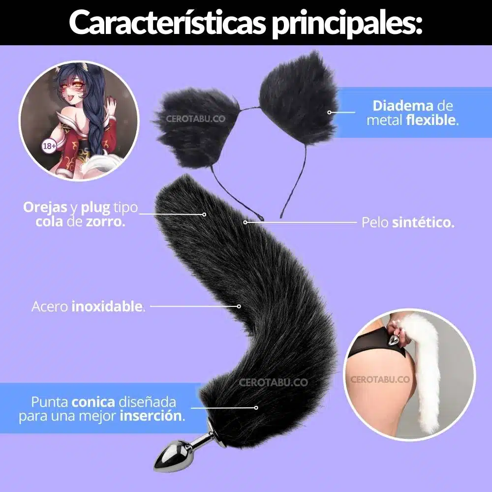 Kit Orejas - Plug Estimulador Anal Zorro Kit Fox - Imagen 2