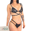 Conjunto Bralette Tanga En Encaje