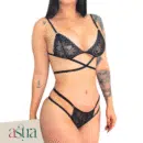 Conjunto Bralette Tanga En Encaje