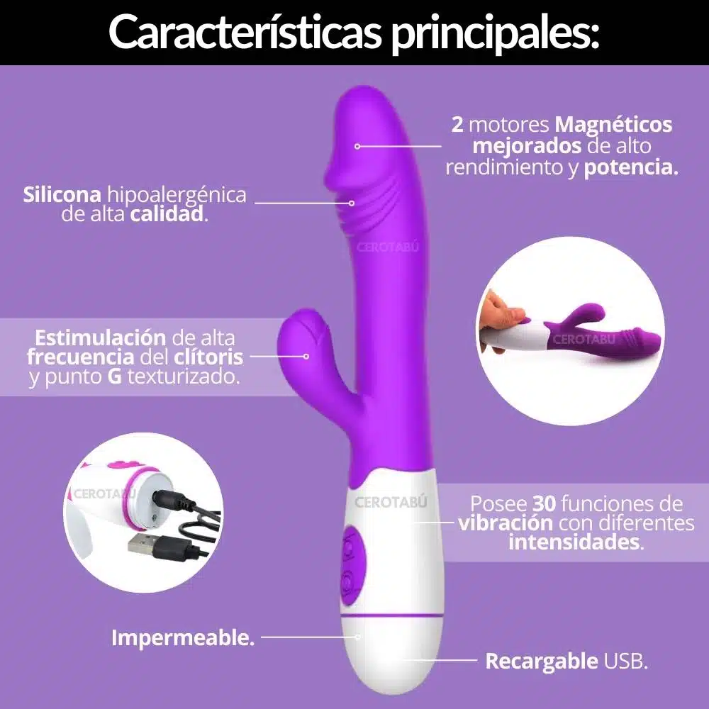 Vibrador Doble Estimulacion Recargable Candry - Imagen 2