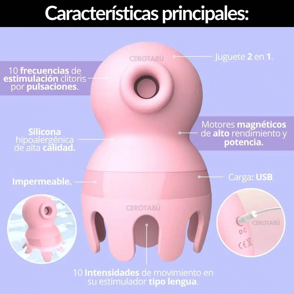 Vibrador 2 En 1 Succionador De Clítoris Octopus - Imagen 2