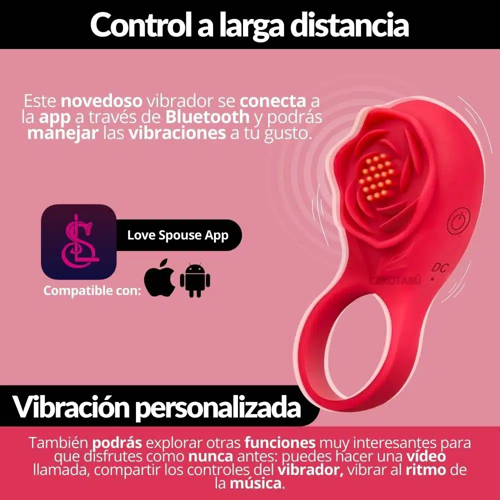 Anillo Retardante Vibrador App Flor - Imagen 4