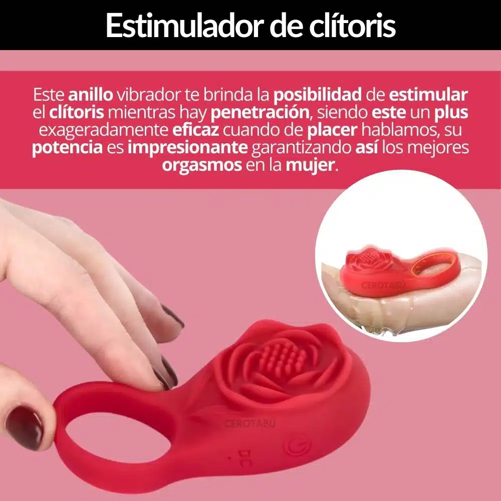Anillo Retardante Vibrador App Flor - Imagen 5