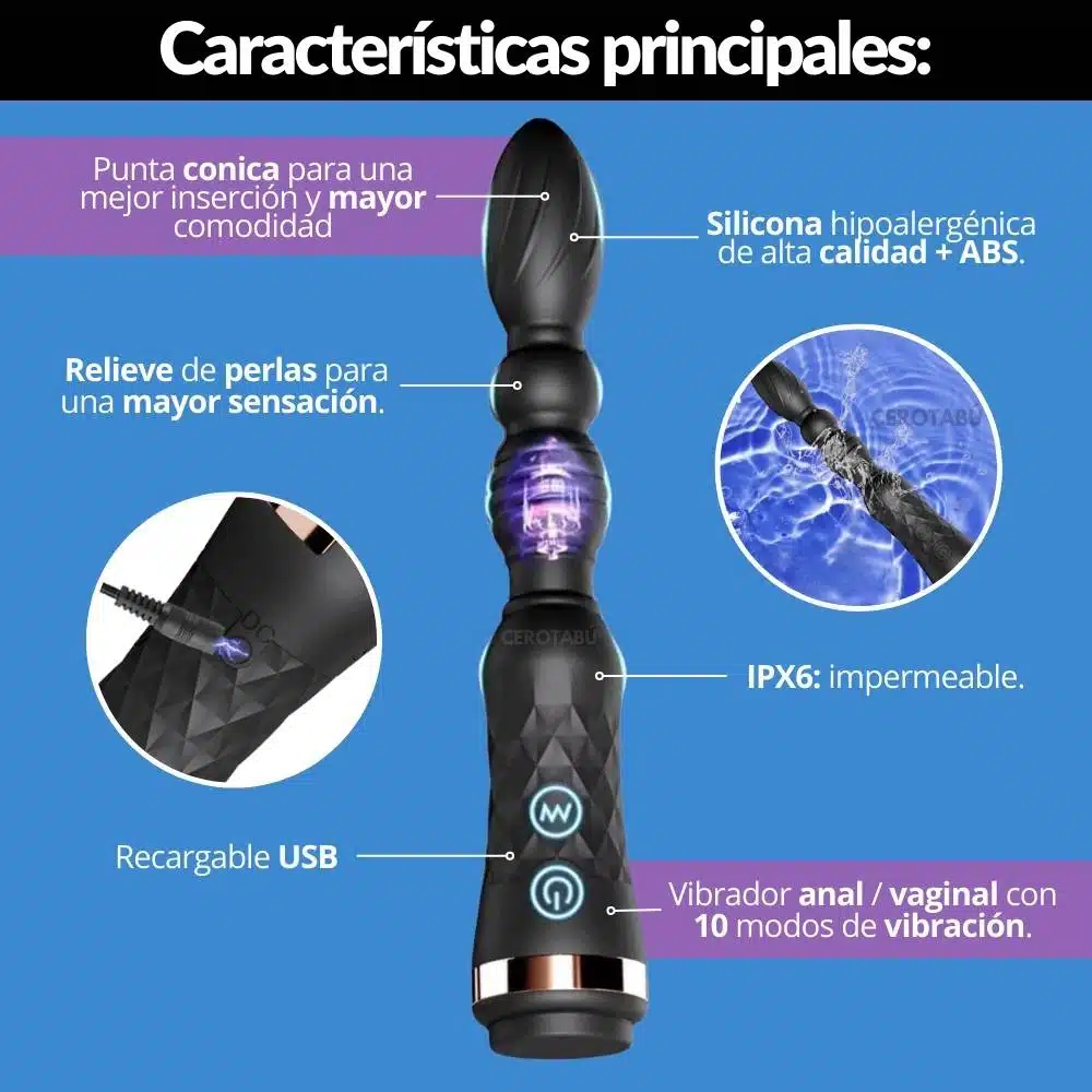 Vibrador Anal Recargable Tiago - Imagen 2
