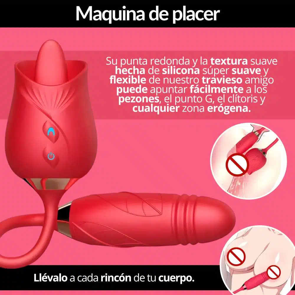 Vibrador Rosa Doble Estimulacion Flower Rous - Imagen 5